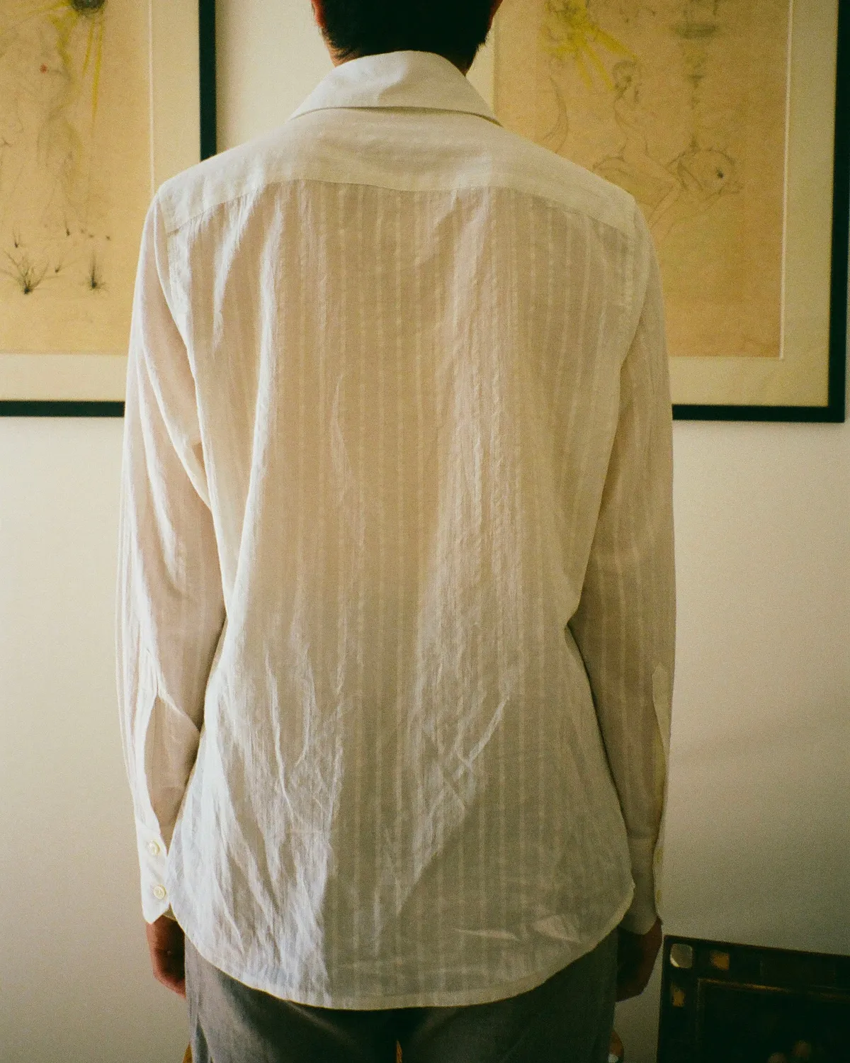 Erevan Will Rayures Ivory chemise rayée col italien