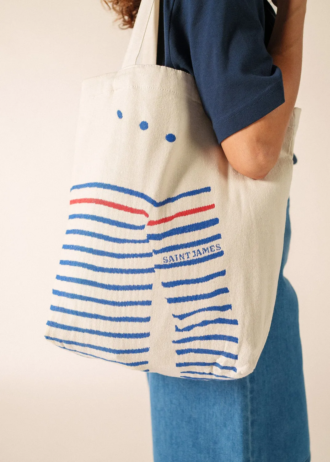 Saint James Pull tote bag coton ecru gitane
