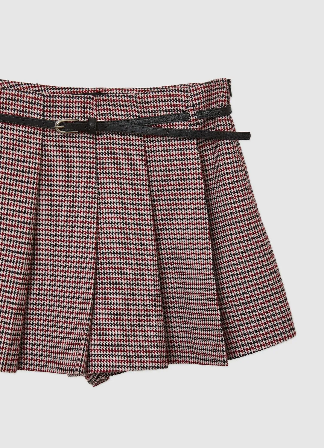Calliope jupe-short plissée femme pied-de-poule ceinture
