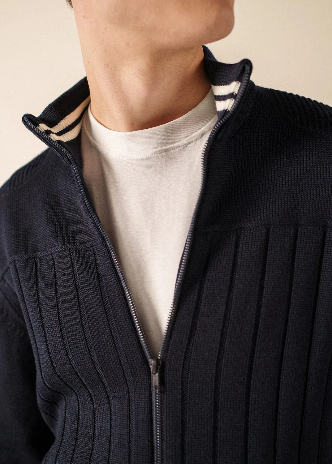 Saint James Calypso Réédit gilet navy blanc laine