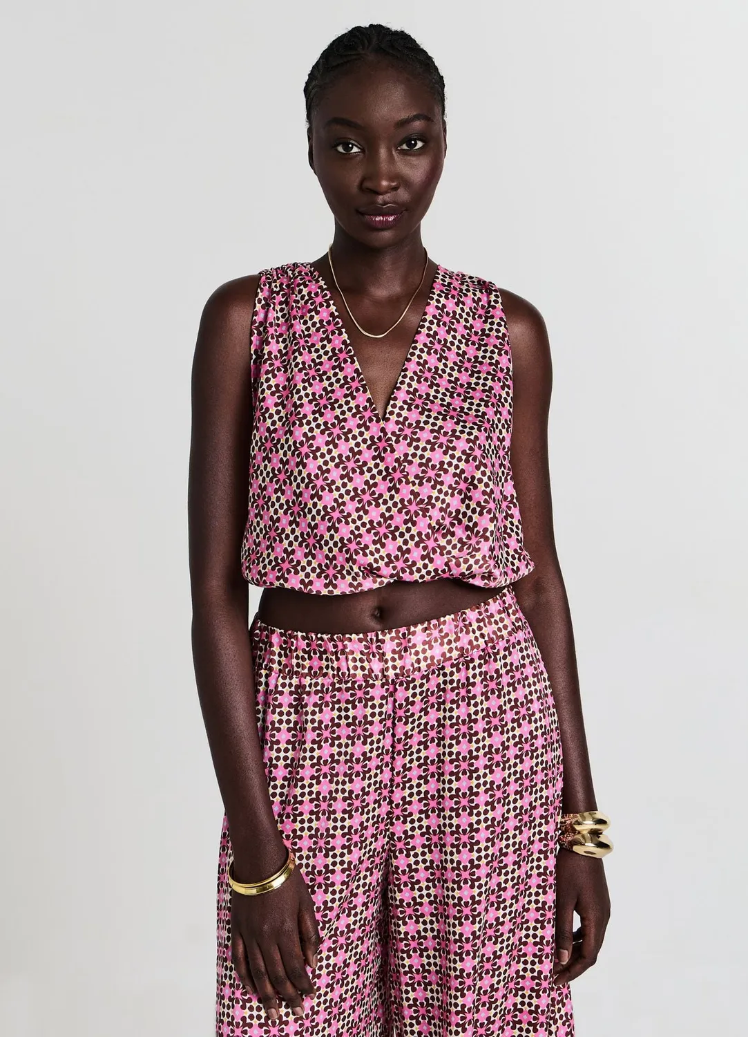 Calliope débardeur croisé satiné top femme fantaisie