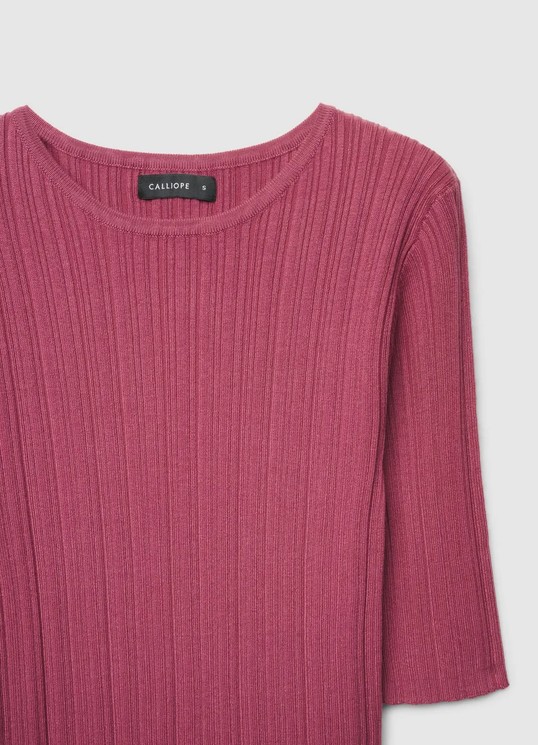 Calliope t-shirt côtelé femme col rond uni