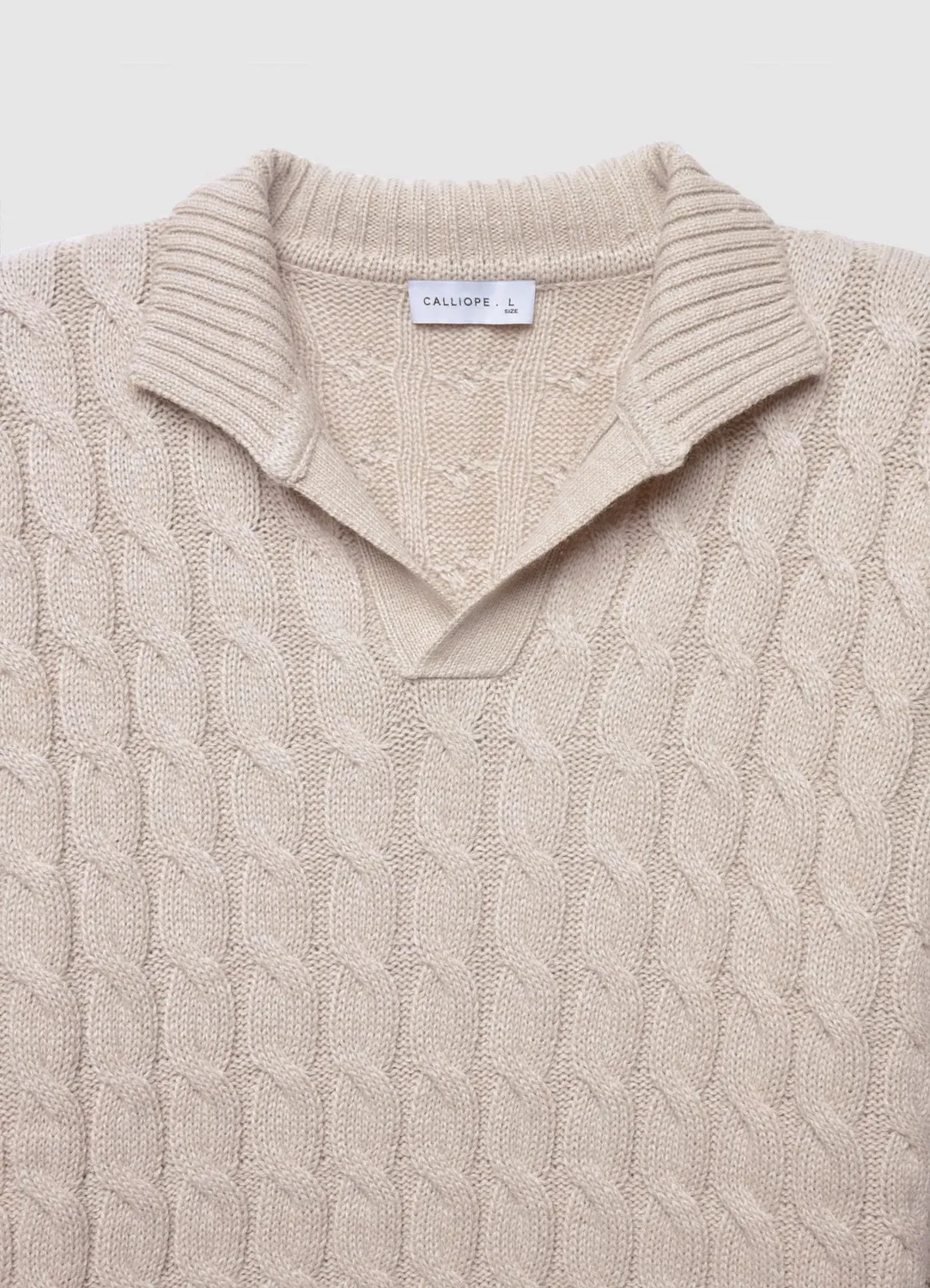 Calliope Pull torsades homme L col derby uni