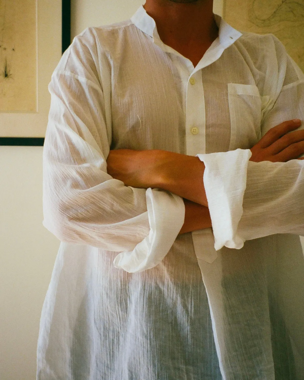 EREVAN Lices chemise voile blanc col officier