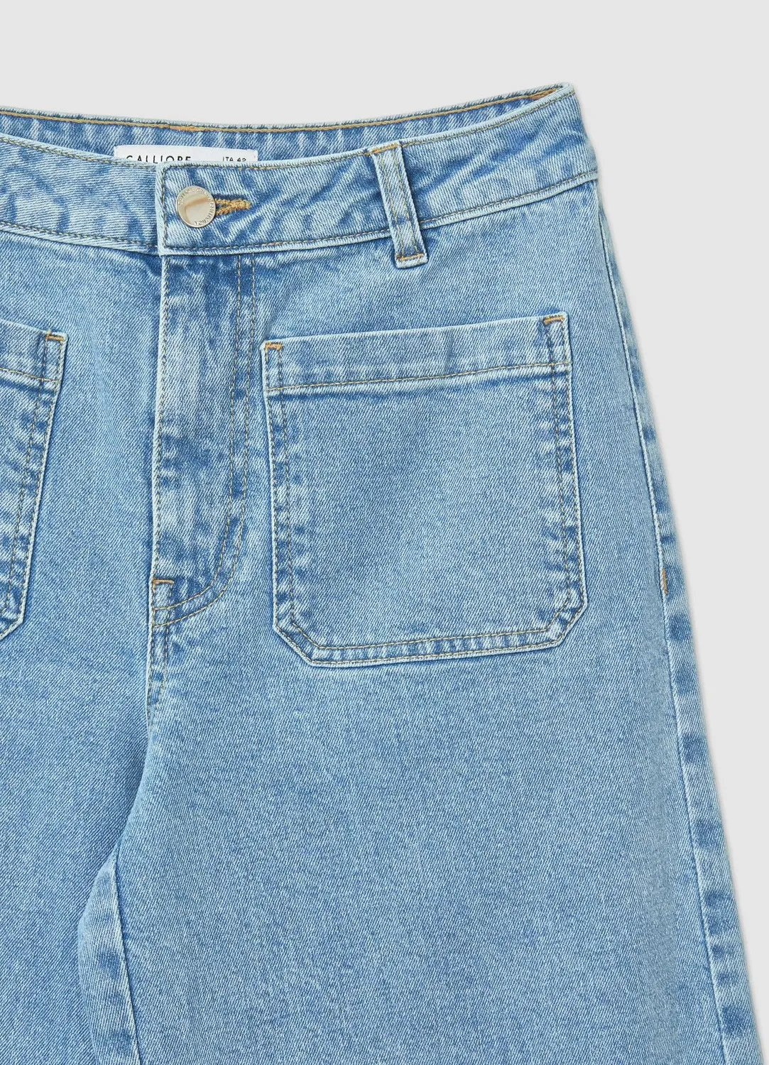 Calliope Jean culotte femme large cropped taille moyenne denim