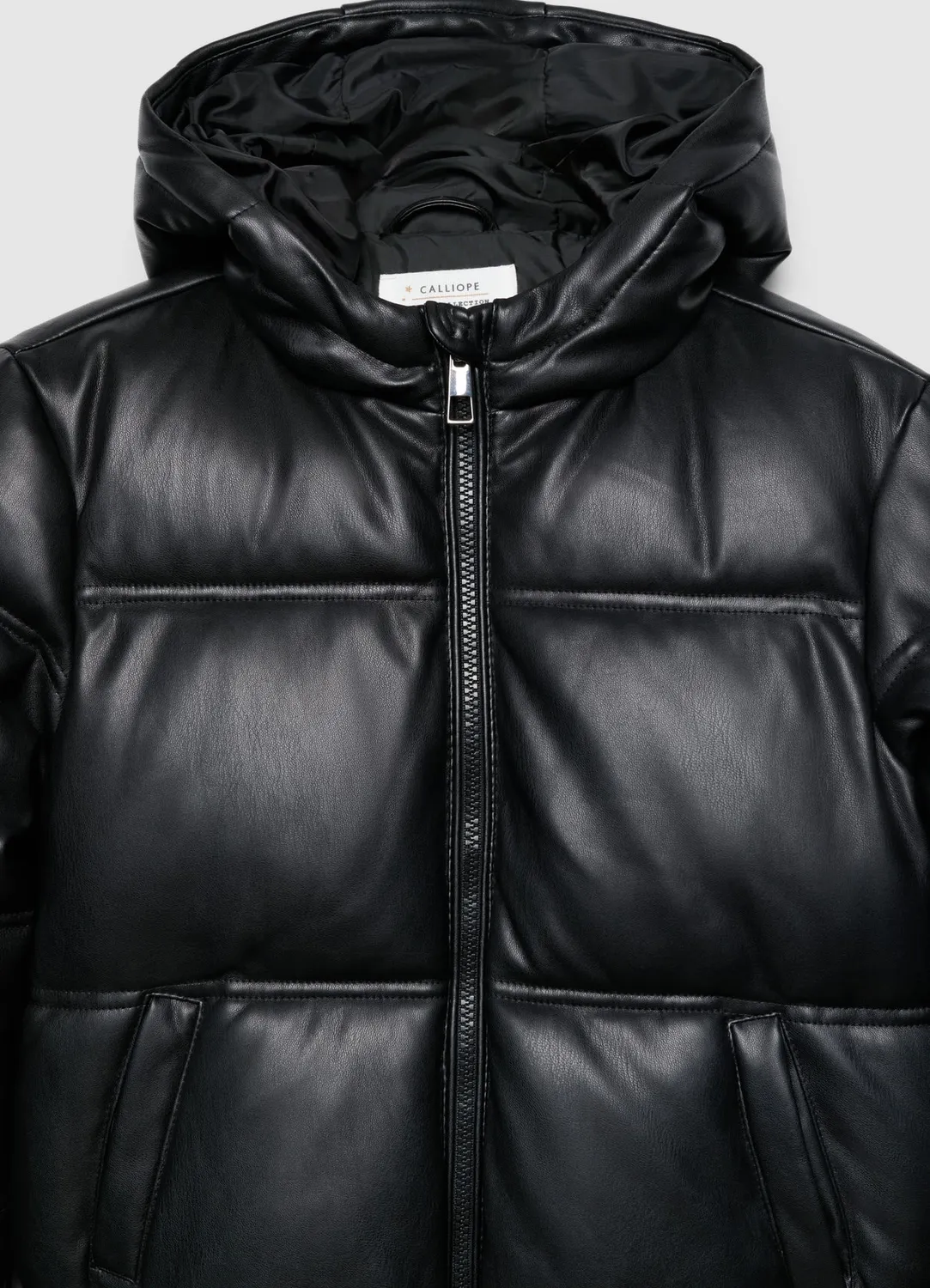 Calliope Blouson matelassé fille capuche effet cuir