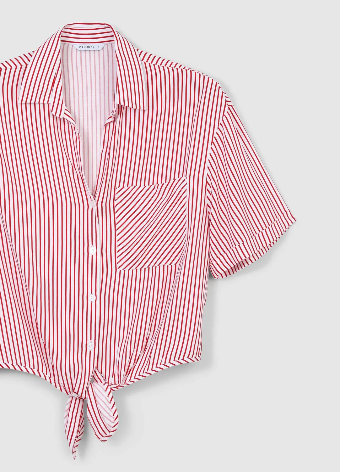 Calliope Chemise rayée nouée femme manches courtes