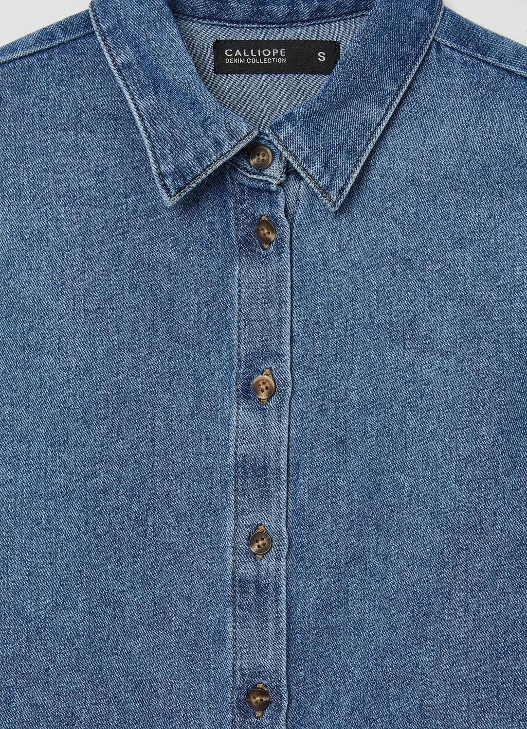 Calliope chemise crop denim femme manches longues