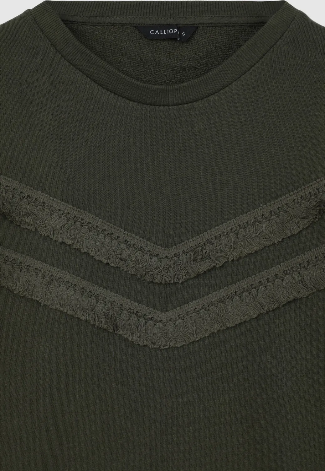 Calliope Pull col rond femme franges coton