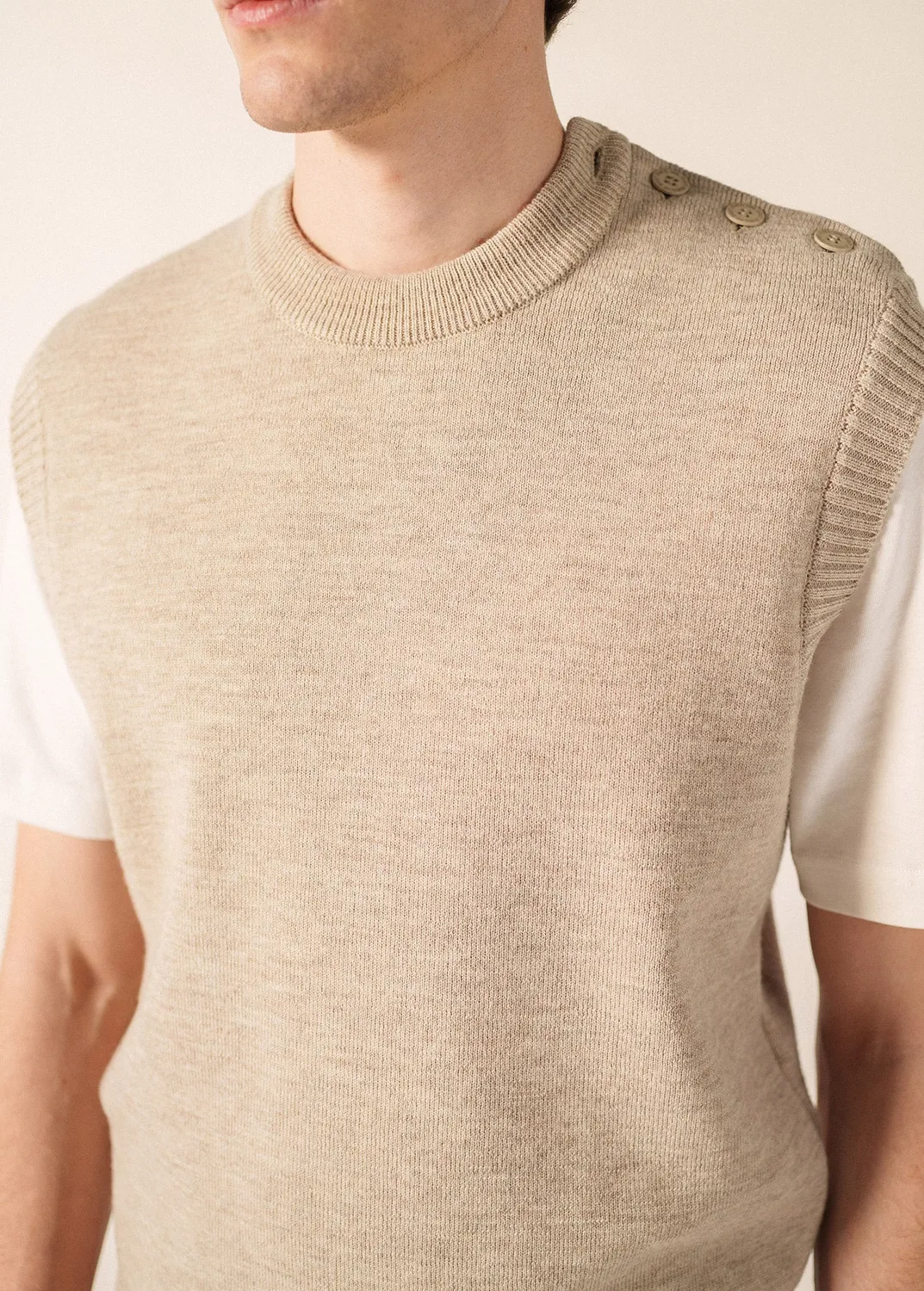 Saint James Cancale pull sans manches beige laine