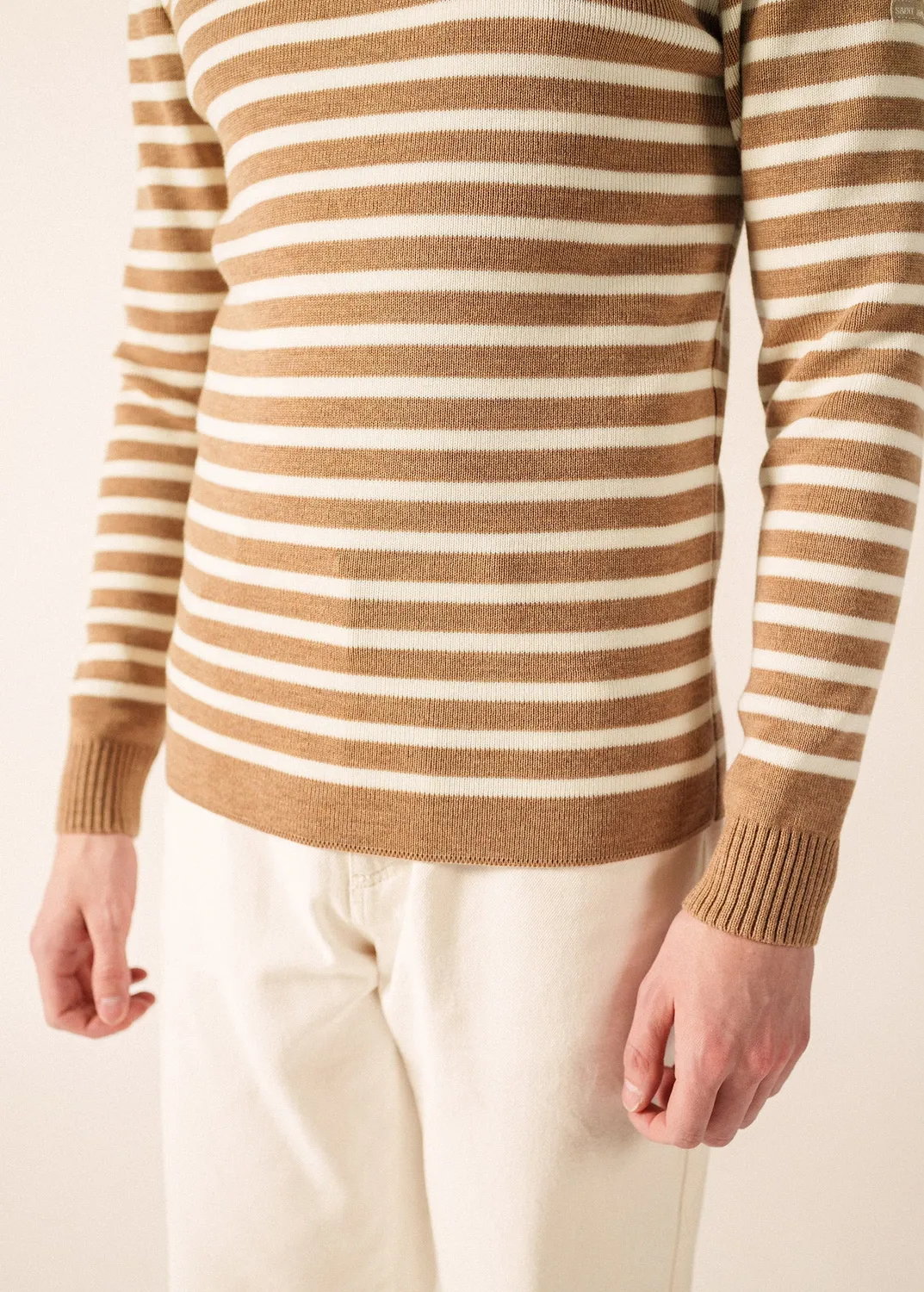 Saint James Rochefort pull marin beige foncé écume laine