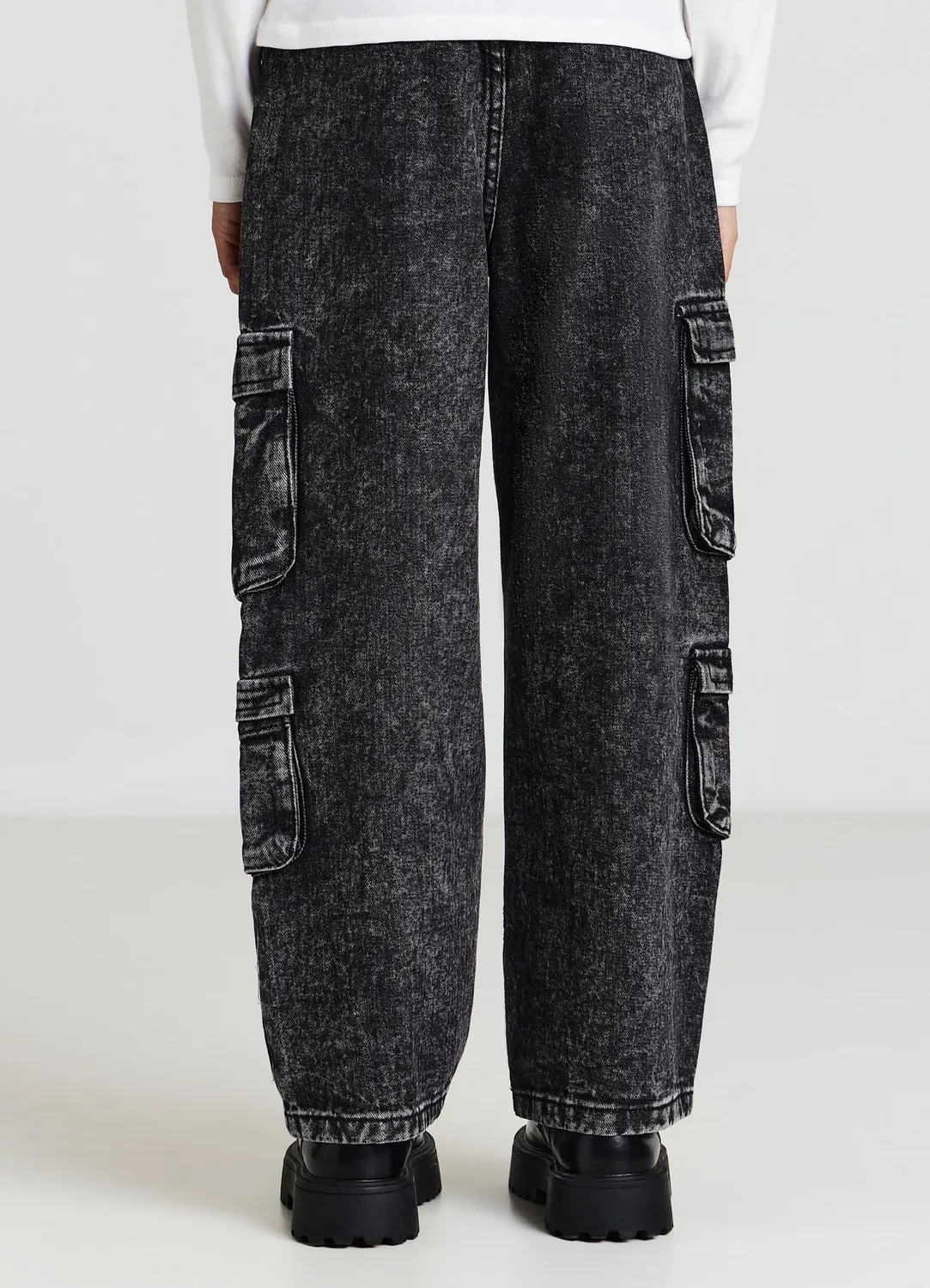 Calliope jean cargo acid wash fille coton