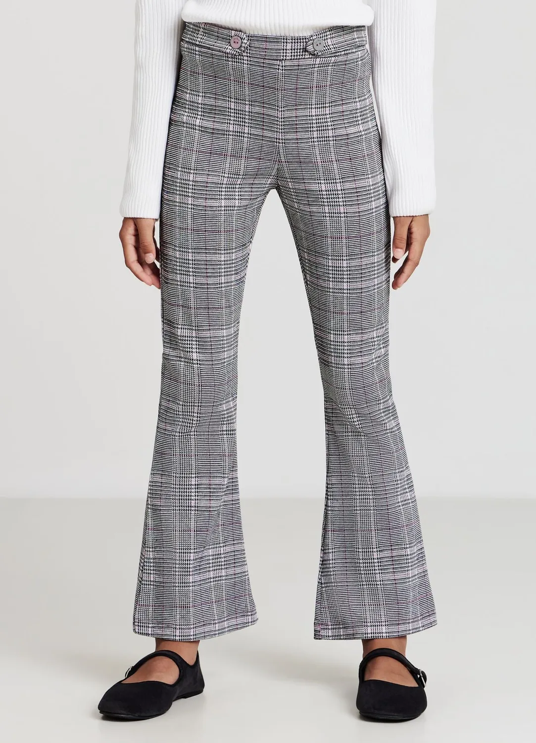 Calliope pantalon fille évasé à carreaux