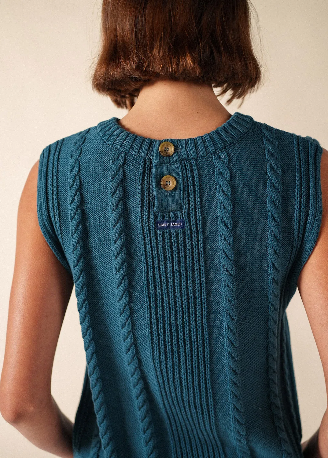Saint James Val d'Azun pull sans manches céleste coton