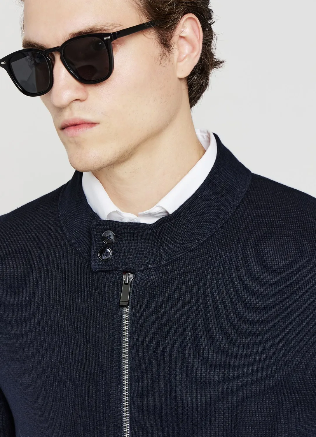 Calliope Cardigan zip homme col montant uni