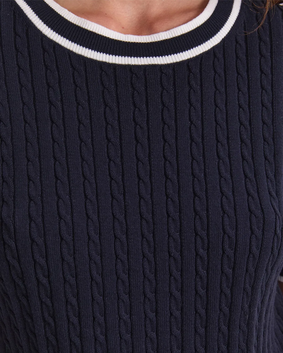 Sportscraft Elka Baby Cable pull manches courtes coton