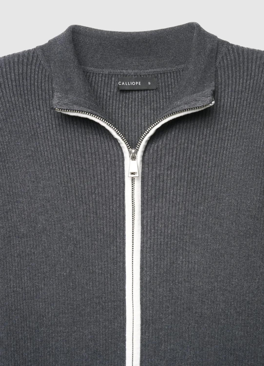 Calliope cardigan côtelé zip femme col montant