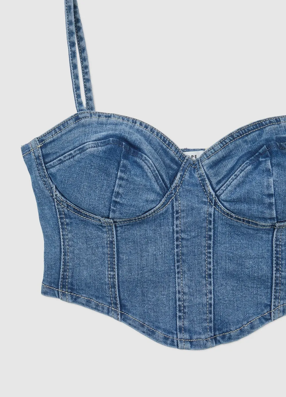 Calliope top crop denim femme bretelles fines