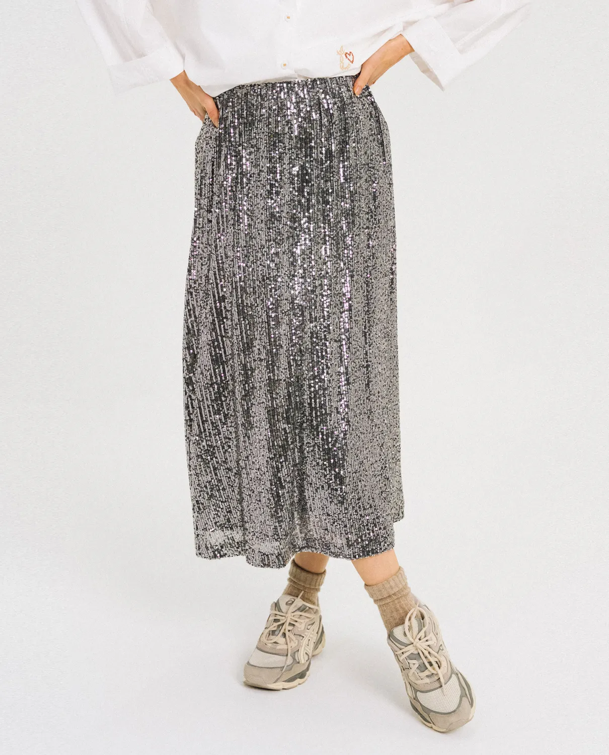 Tinsels Famous Party jupe midi maille à sequins