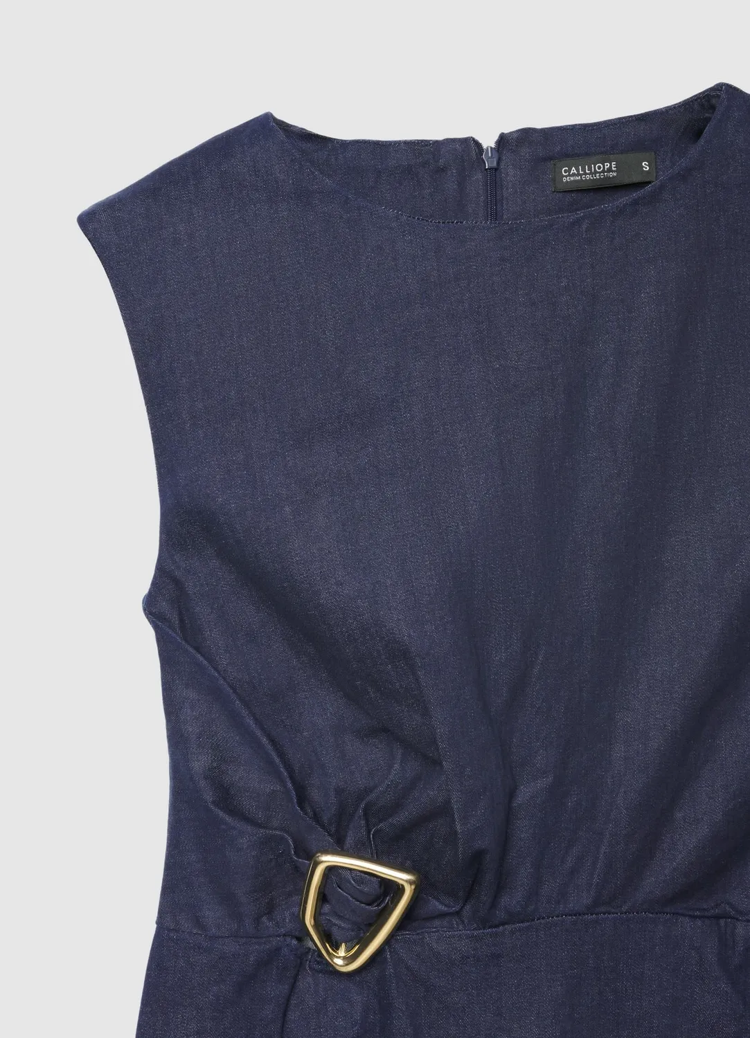 Calliope Atelier robe denim sans manches boucle