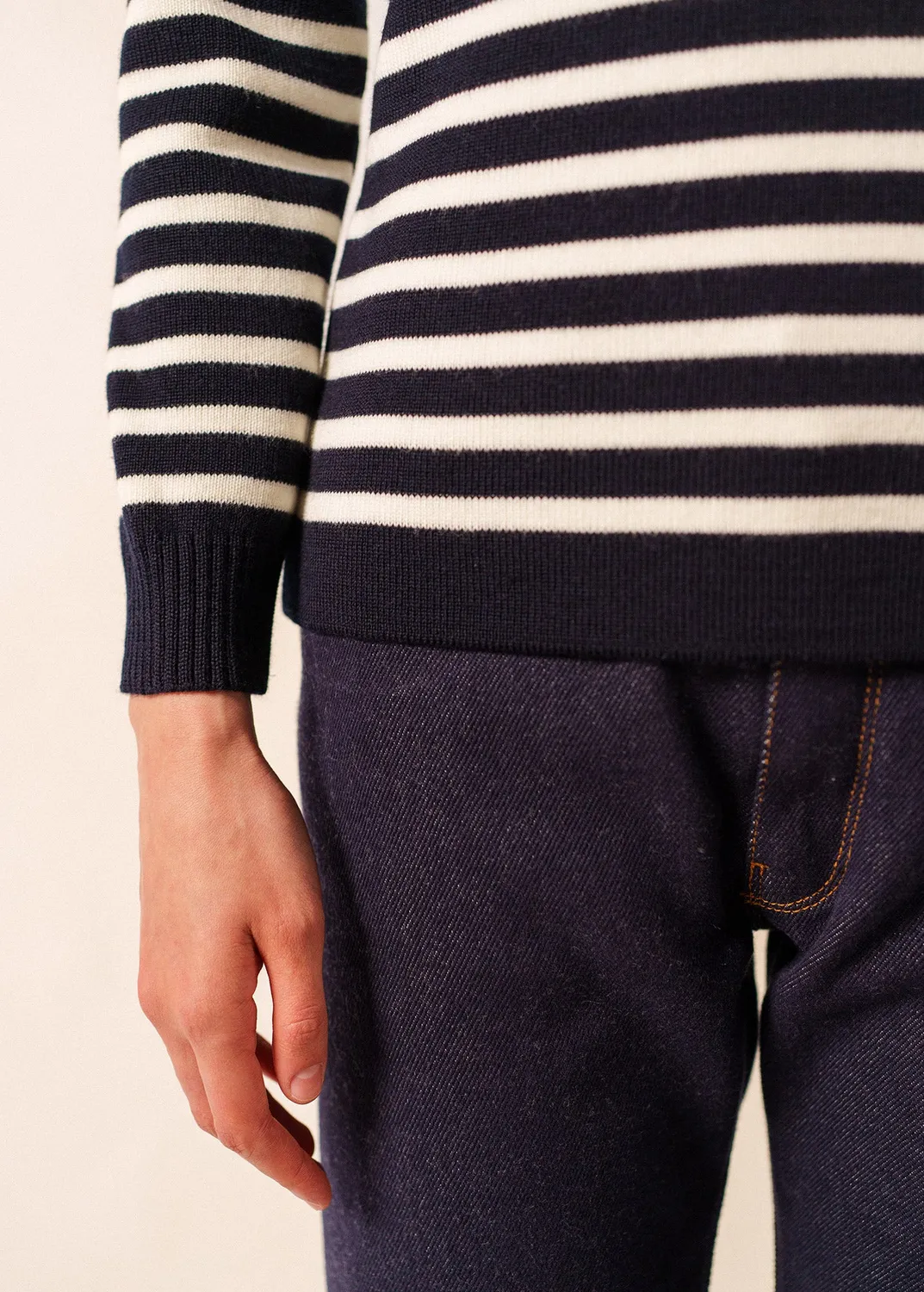 Saint James Rochefort pull marin femme navy/ecume laine