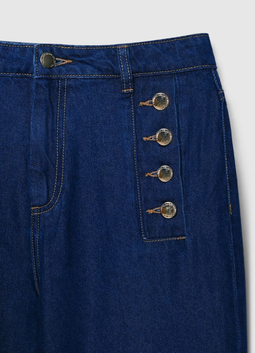 Calliope jean palazzo femme taille haute boutons cheville