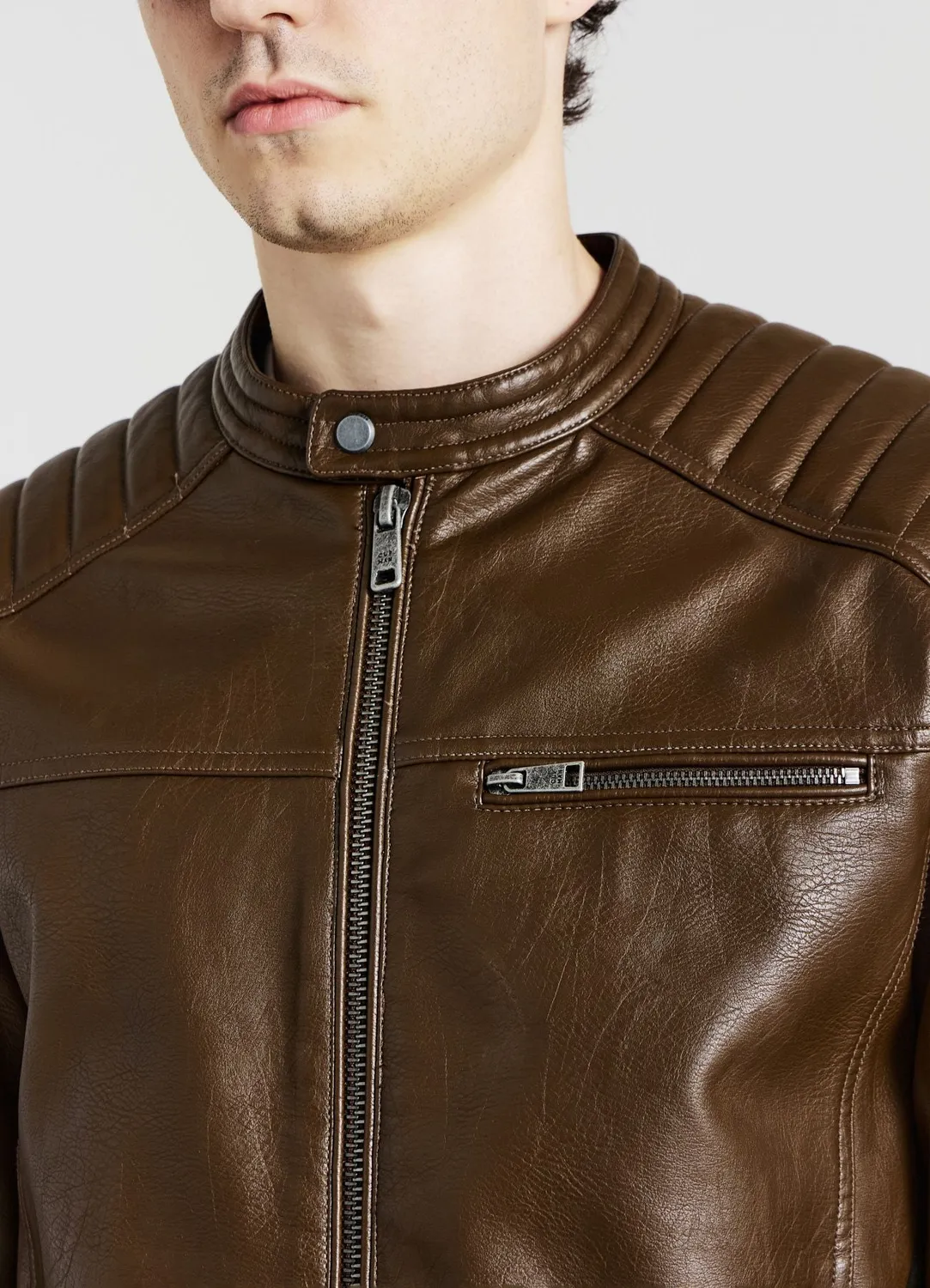 Calliope blouson biker simili cuir homme fermeture zip