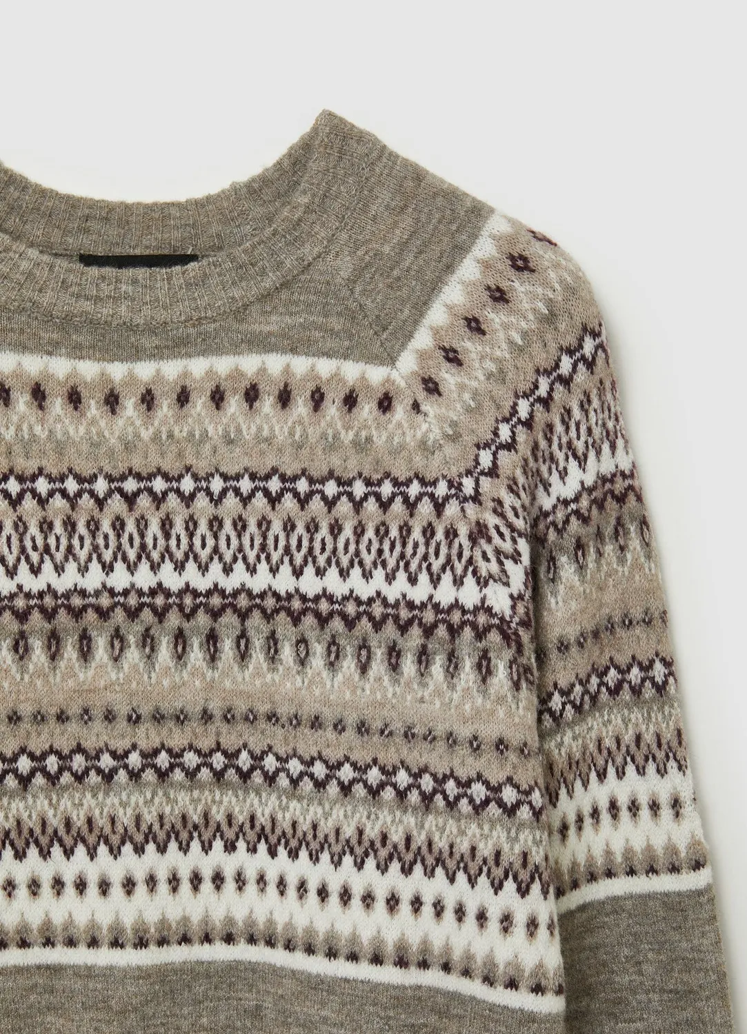 Calliope Pull femme col rond jacquard géométrique