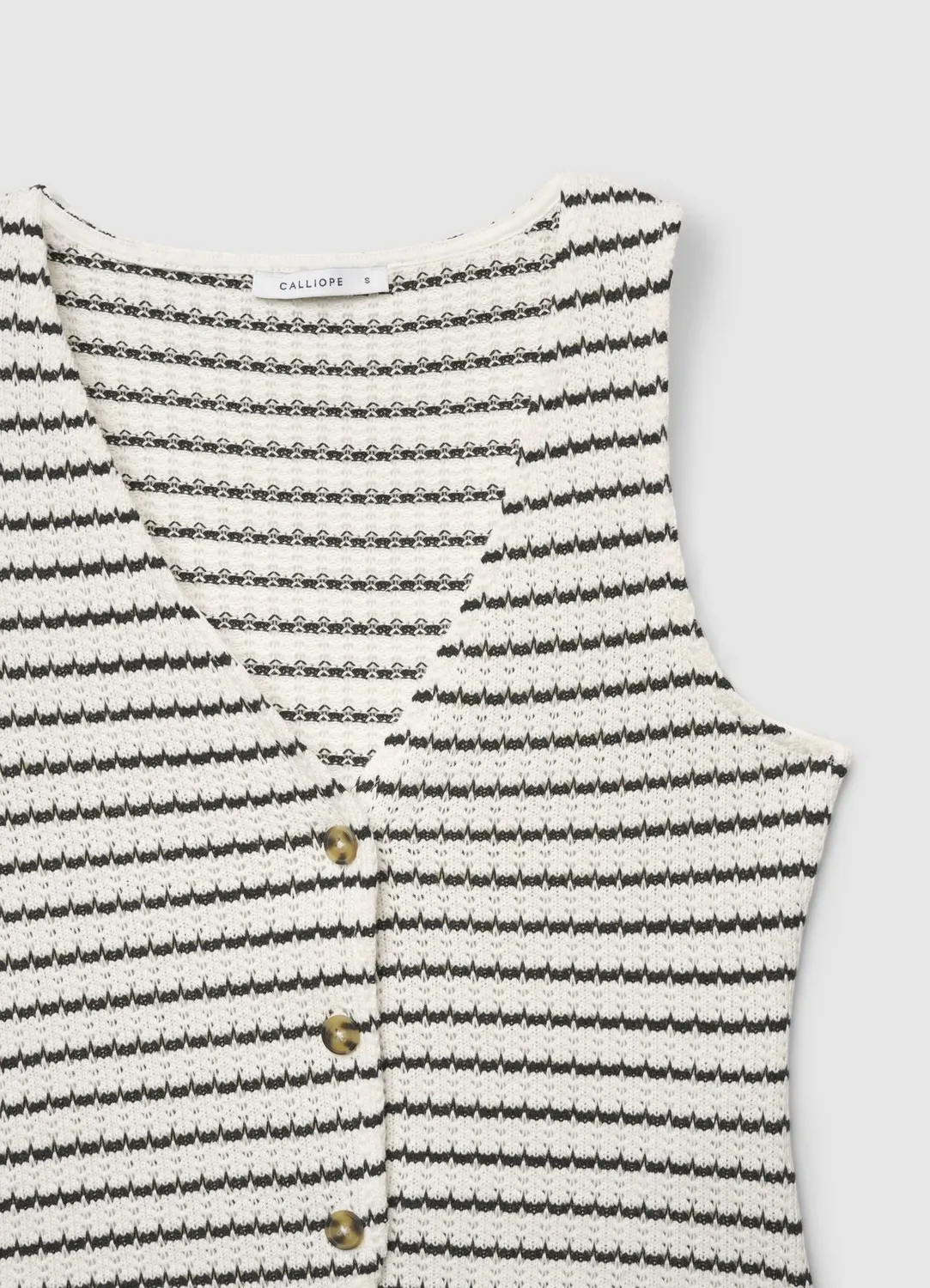 Calliope Top femme maille rayée boutons col V
