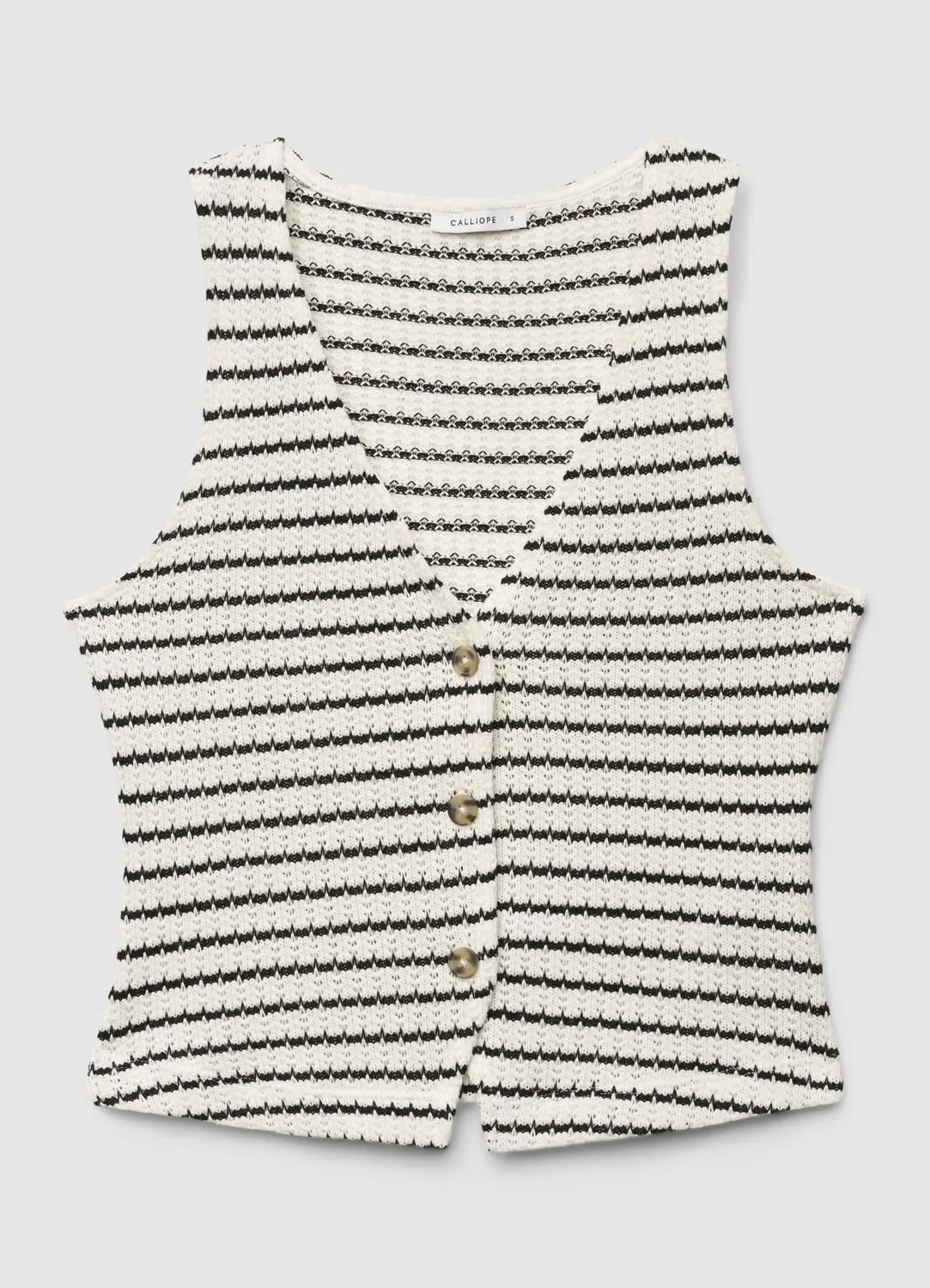 Calliope Top femme maille rayée boutons col V