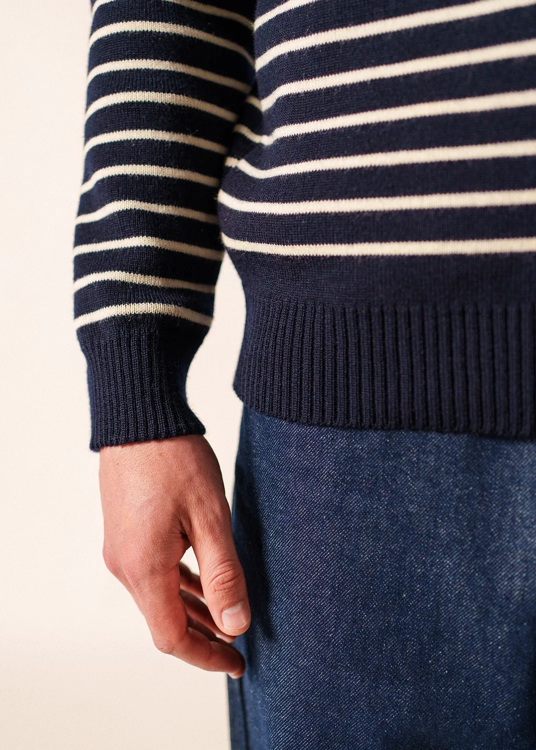 Saint James Binic pull marin marine/écru laine