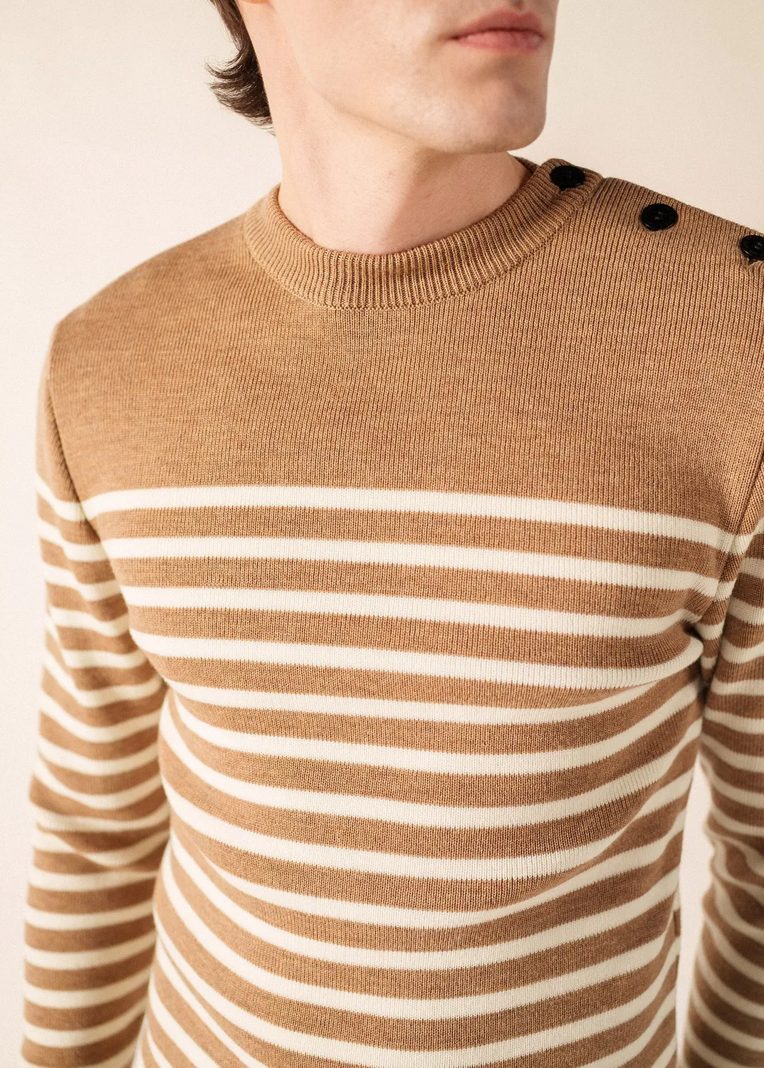Saint James Rochefort pull marin beige foncé écume laine
