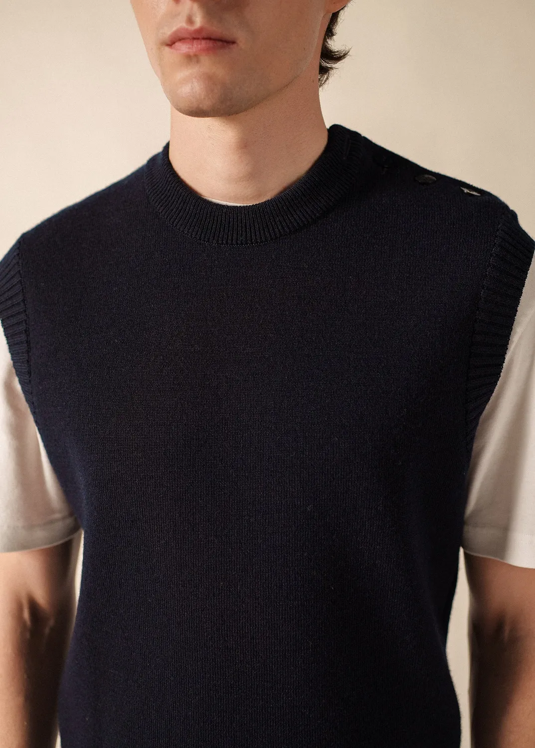 Saint James Cancale pull sans manches marine laine