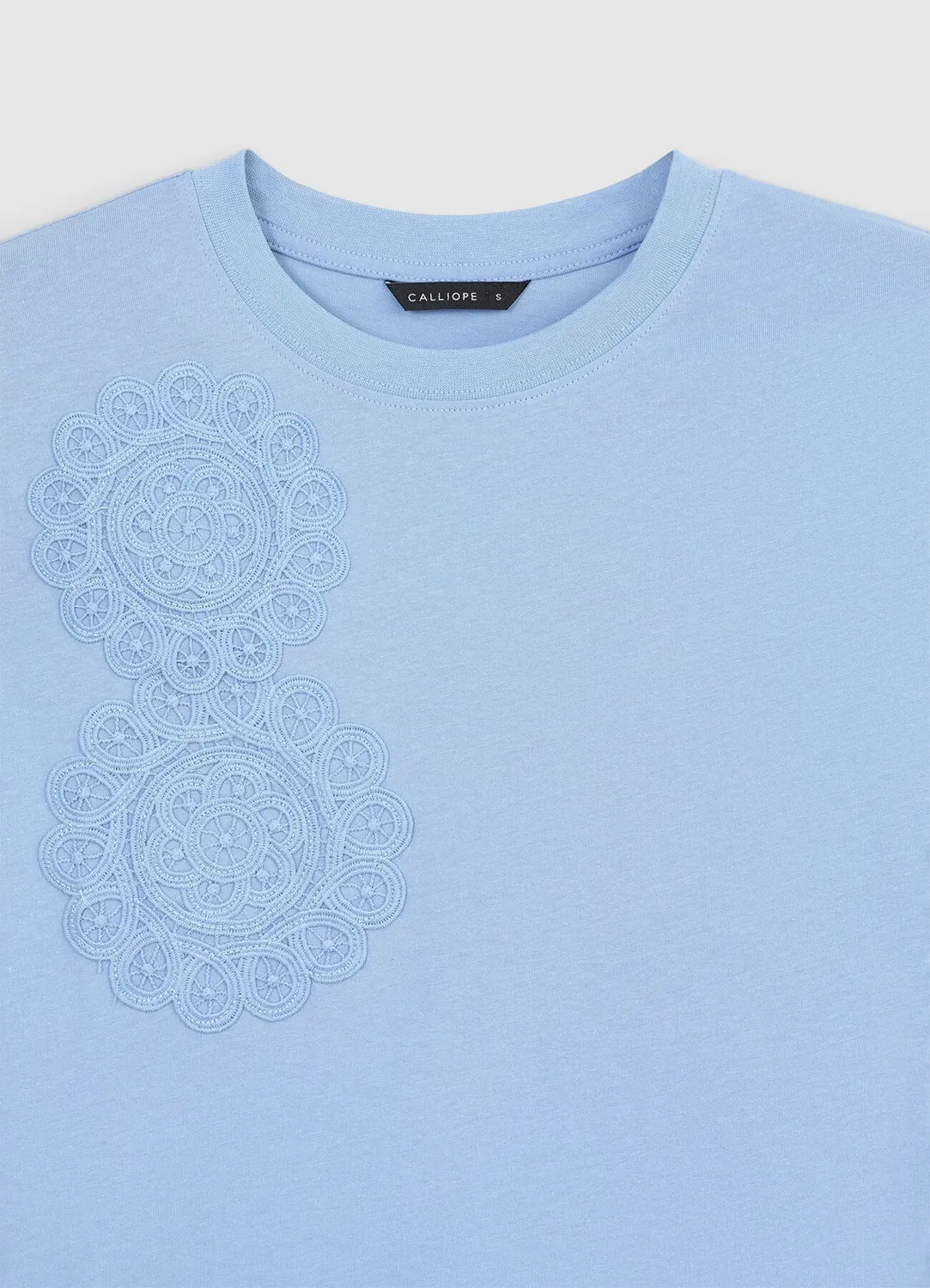 Calliope t-shirt femme col rond inserts crochet coton