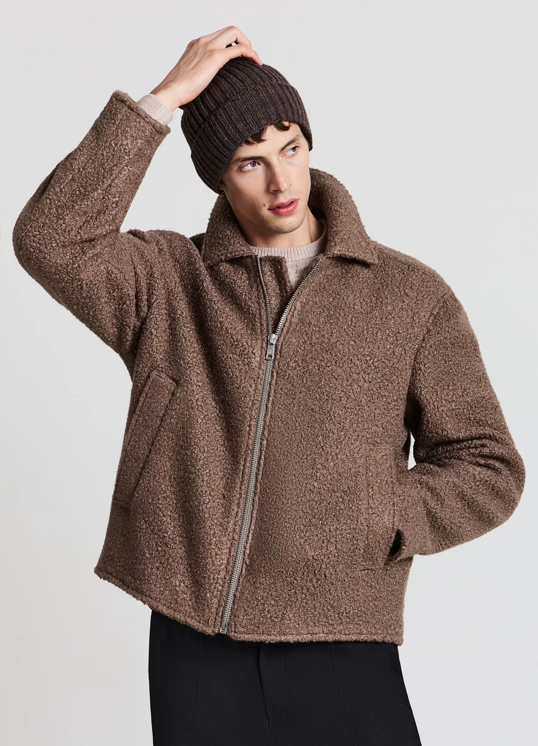 Calliope blouson bouclé homme zip col revers