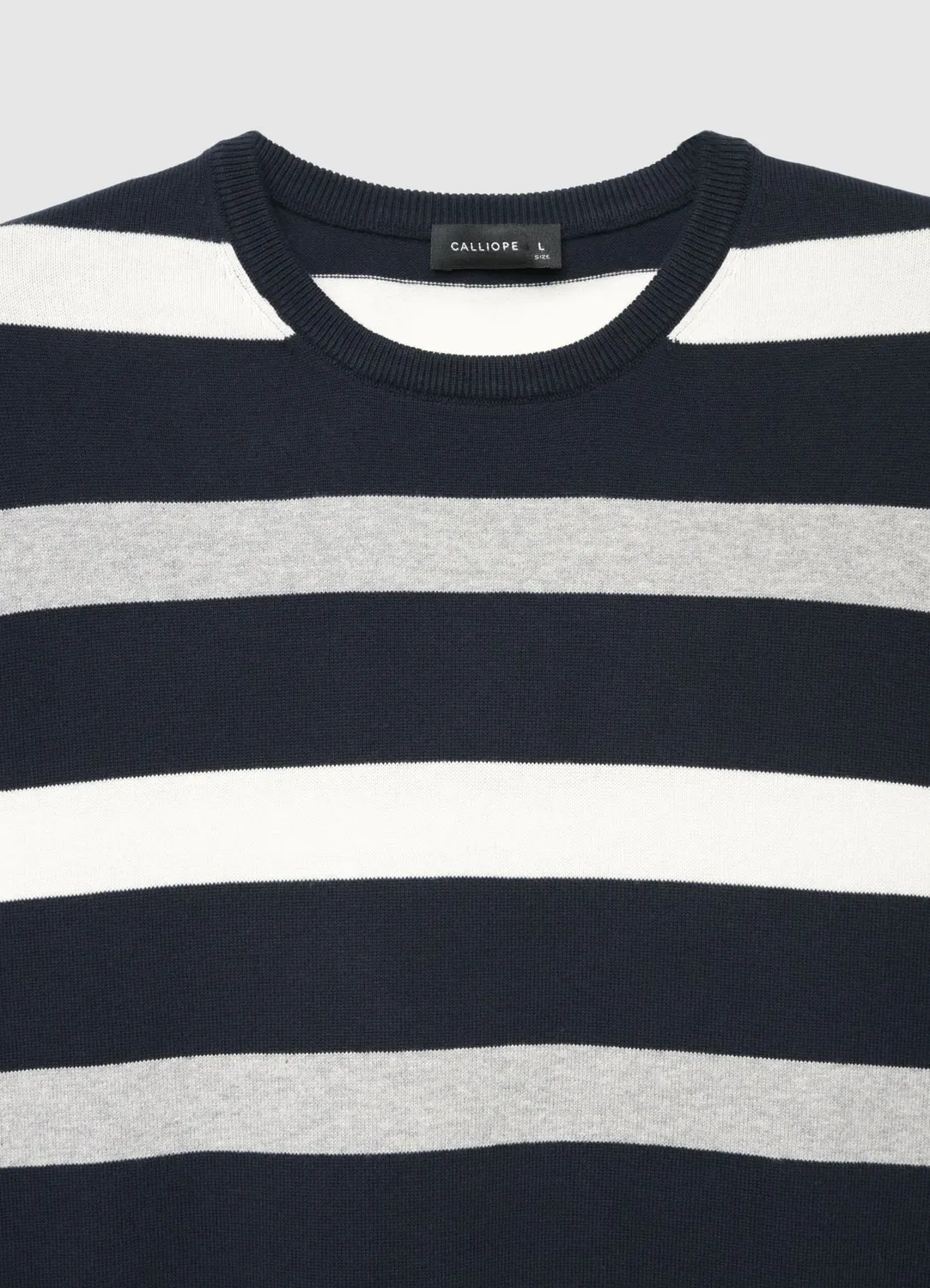 Calliope Pull rayé homme col rond côtes