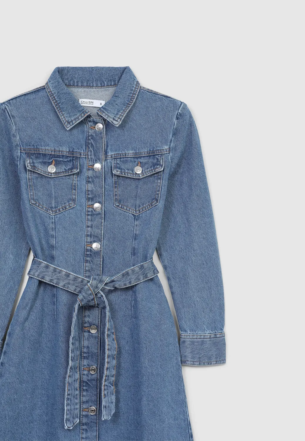 Calliope robe chemise denim femme à ceinture