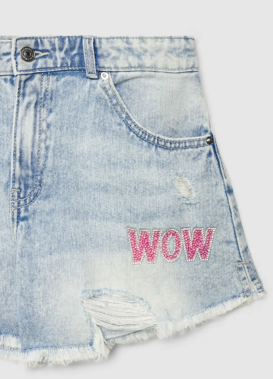 Calliope Short jean fille déchiré patch étoile