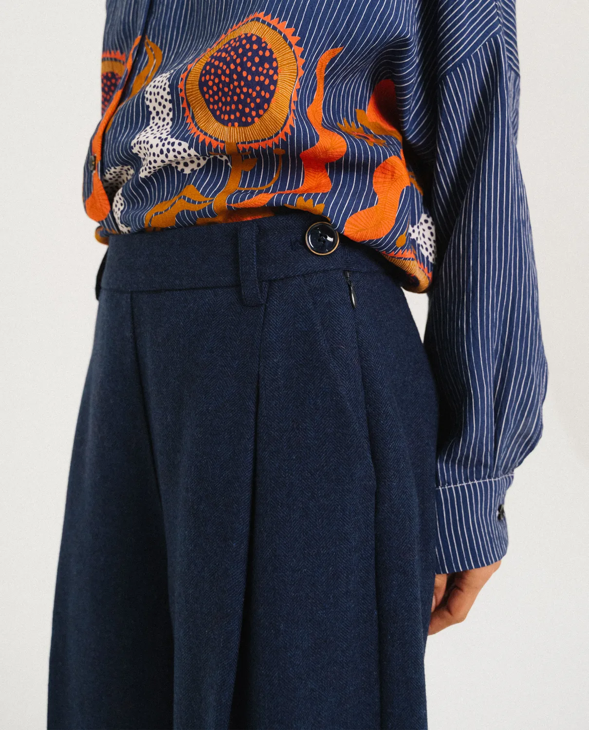 Tinsels Francois pantalon Navy flanelle laine
