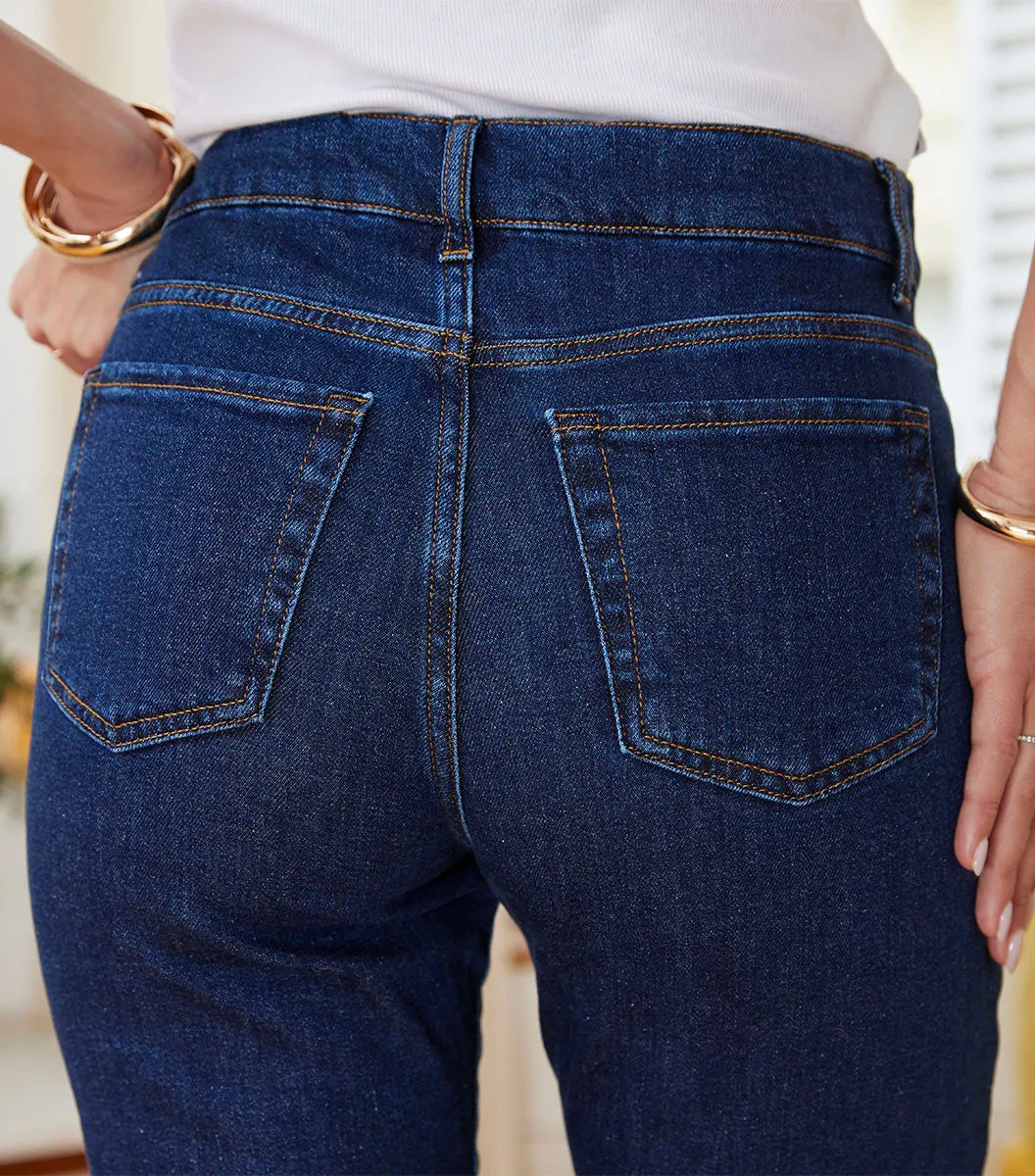 Cocorico Jean Droit Femme Bleu Foncé Coton