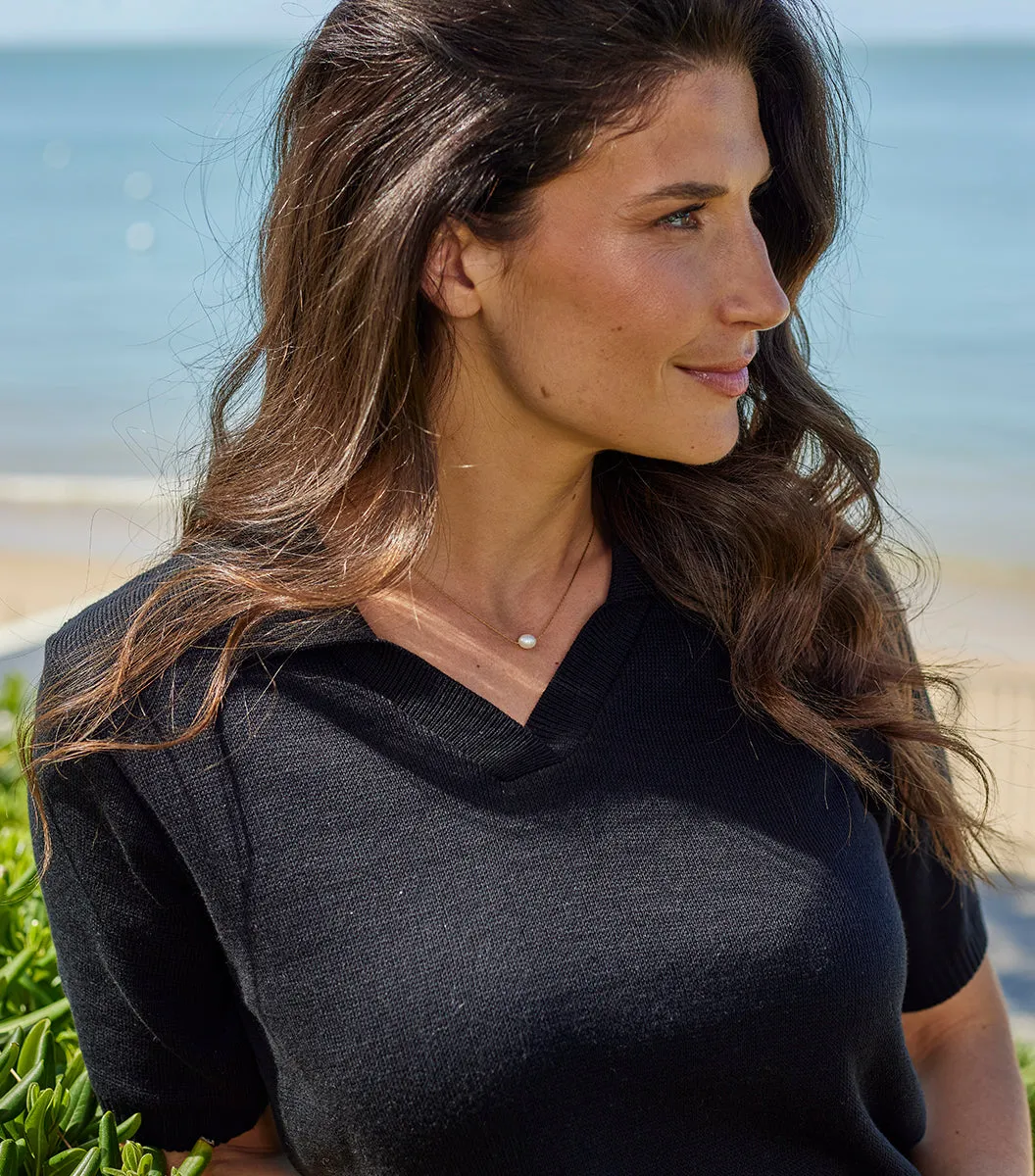 Cocorico Polo Maille polo femme noir coupe ajustée