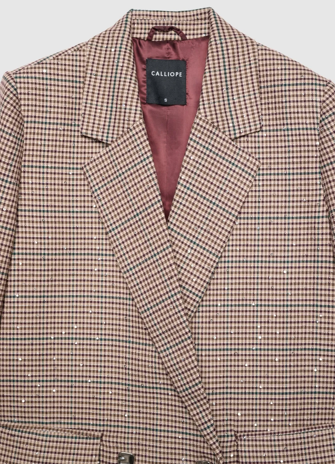 Calliope Atelier veste à carreaux femme paillettes croisée