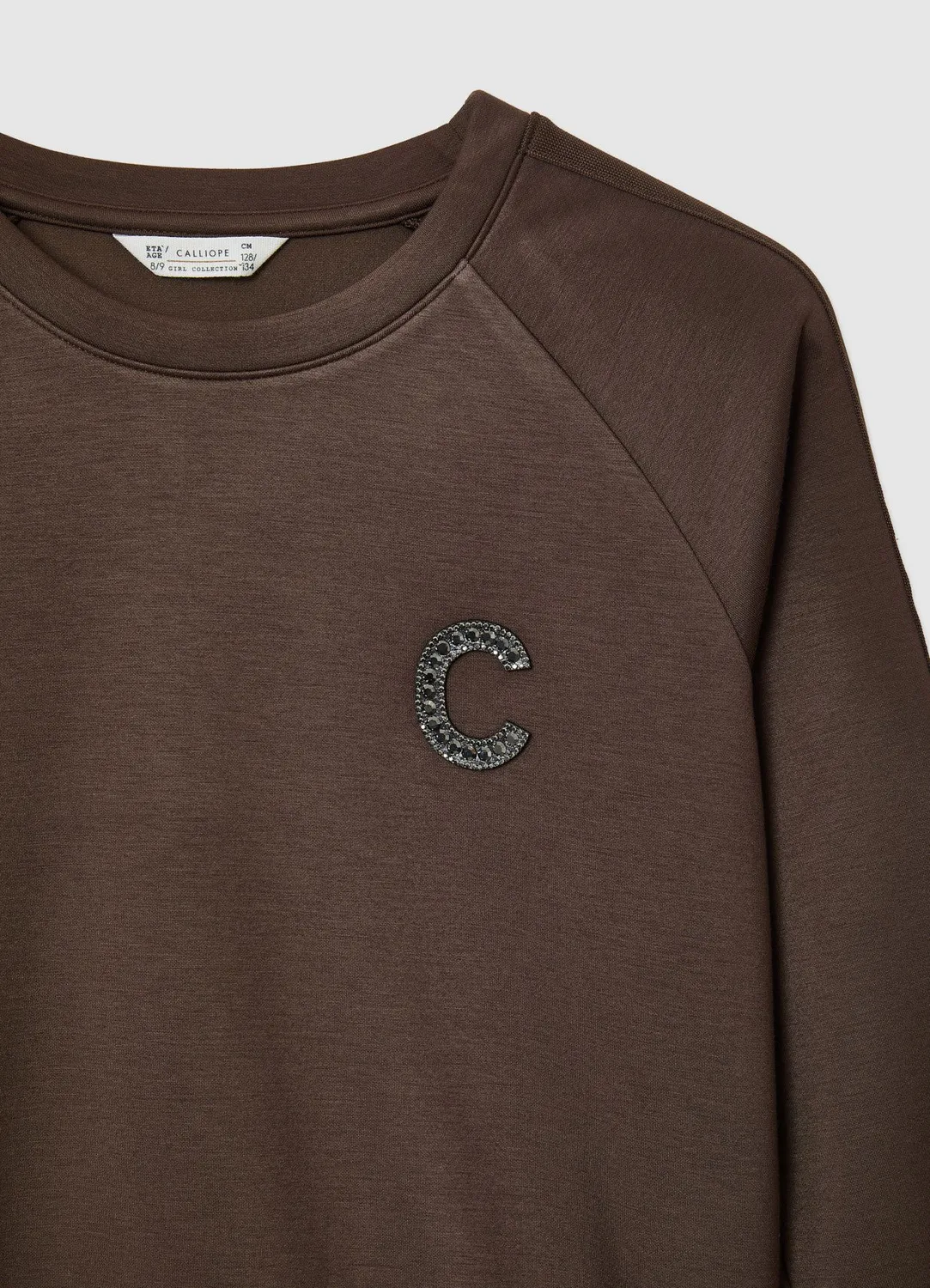 Calliope sweat fille lettre col rond coton