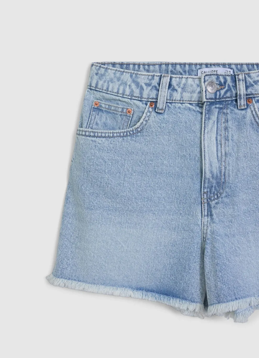 Calliope short mom jean femme effrangé denim