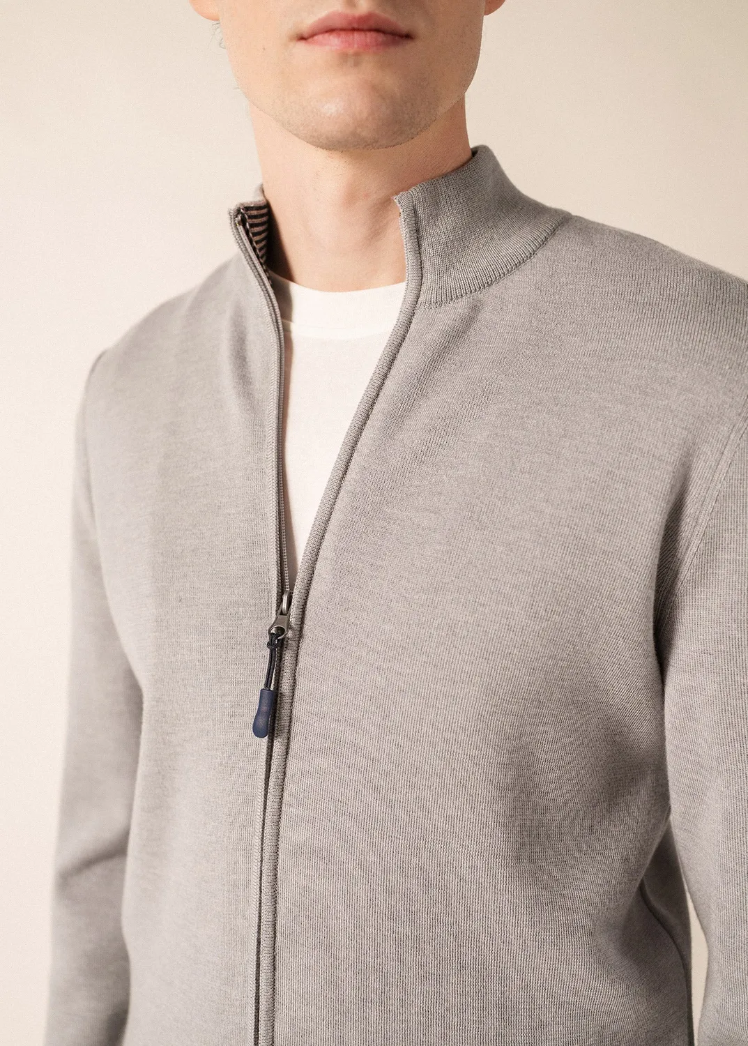 Saint James Creggan gilet perle chine/navy mérinos