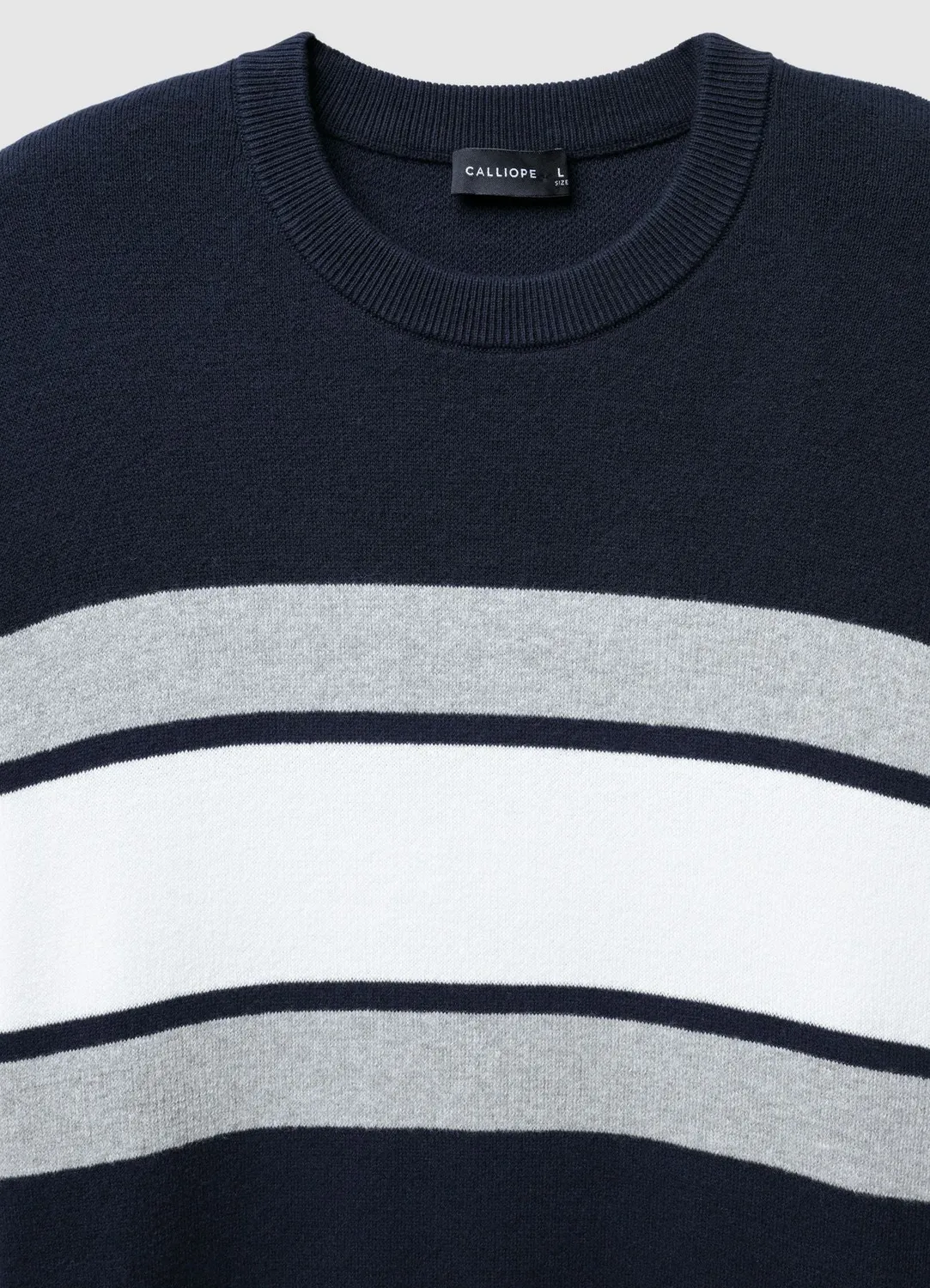 Calliope pull col rond à rayures homme manches longues