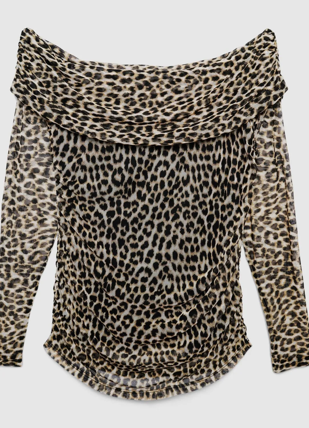 Calliope t-shirt épaules dénudées animalier tulle