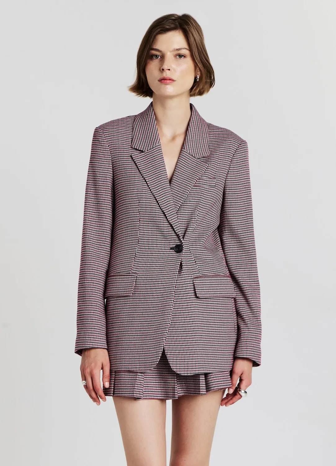 Calliope blazer pied-de-poule femme monobouton