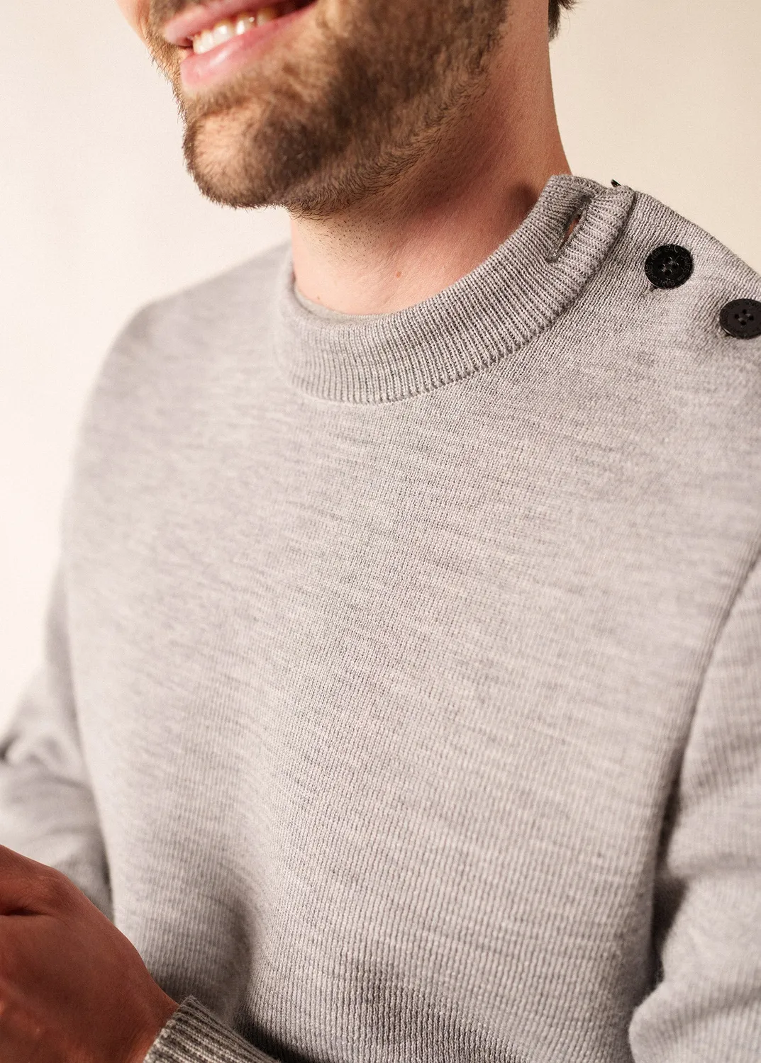 Saint James Cancale pull marin gris clair pure laine