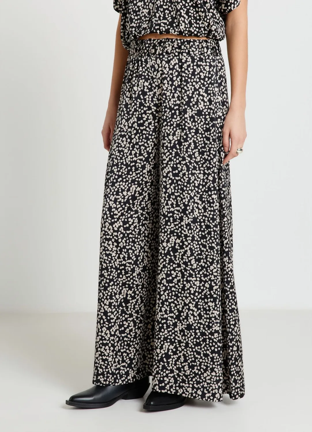 Calliope Jupe-culotte satinée imprimée femme taille haute